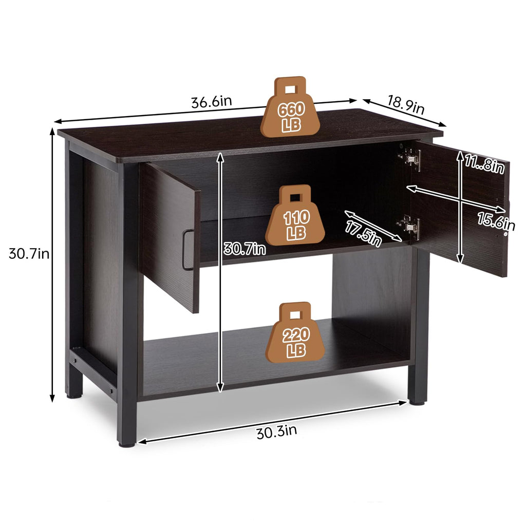 Garvee Fish Tank Stand Metal Aquarium Stand with Cabinet Aquarium Turtle Tank 36.6" x 18.9" x 30.7" for 40 Gallon（Aquarium Not Included）