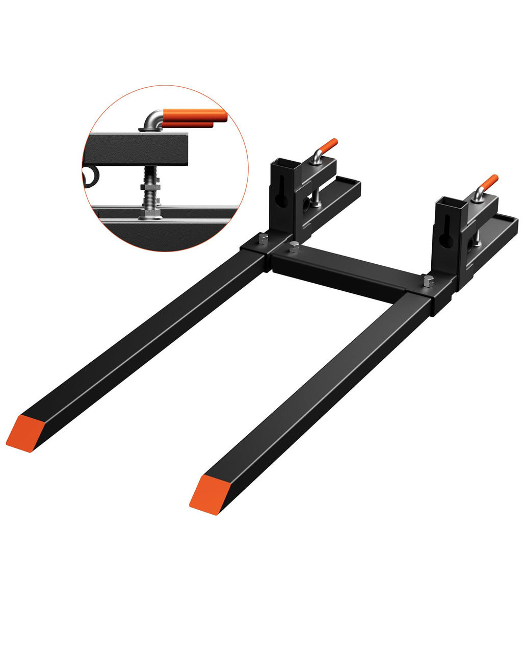 Garvee 60" Pallet Forks, 2000 lbs Capacity Clamp on Pallet Forks for Tractor Skid Steer Loader Bucket, Heavy Duty Quick Attach Forks with Adjustable Stabilizer Bar