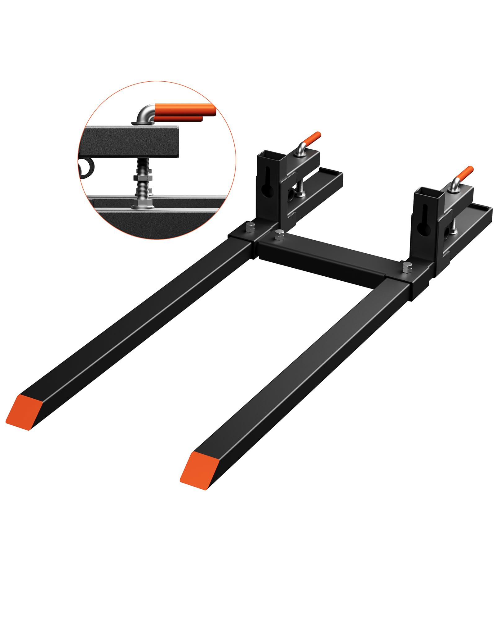 Garvee 60" Pallet Forks, 2000 lbs Capacity Clamp on Pallet Forks for Tractor Skid Steer Loader Bucket, Heavy Duty Quick Attach Forks with Adjustable Stabilizer Bar