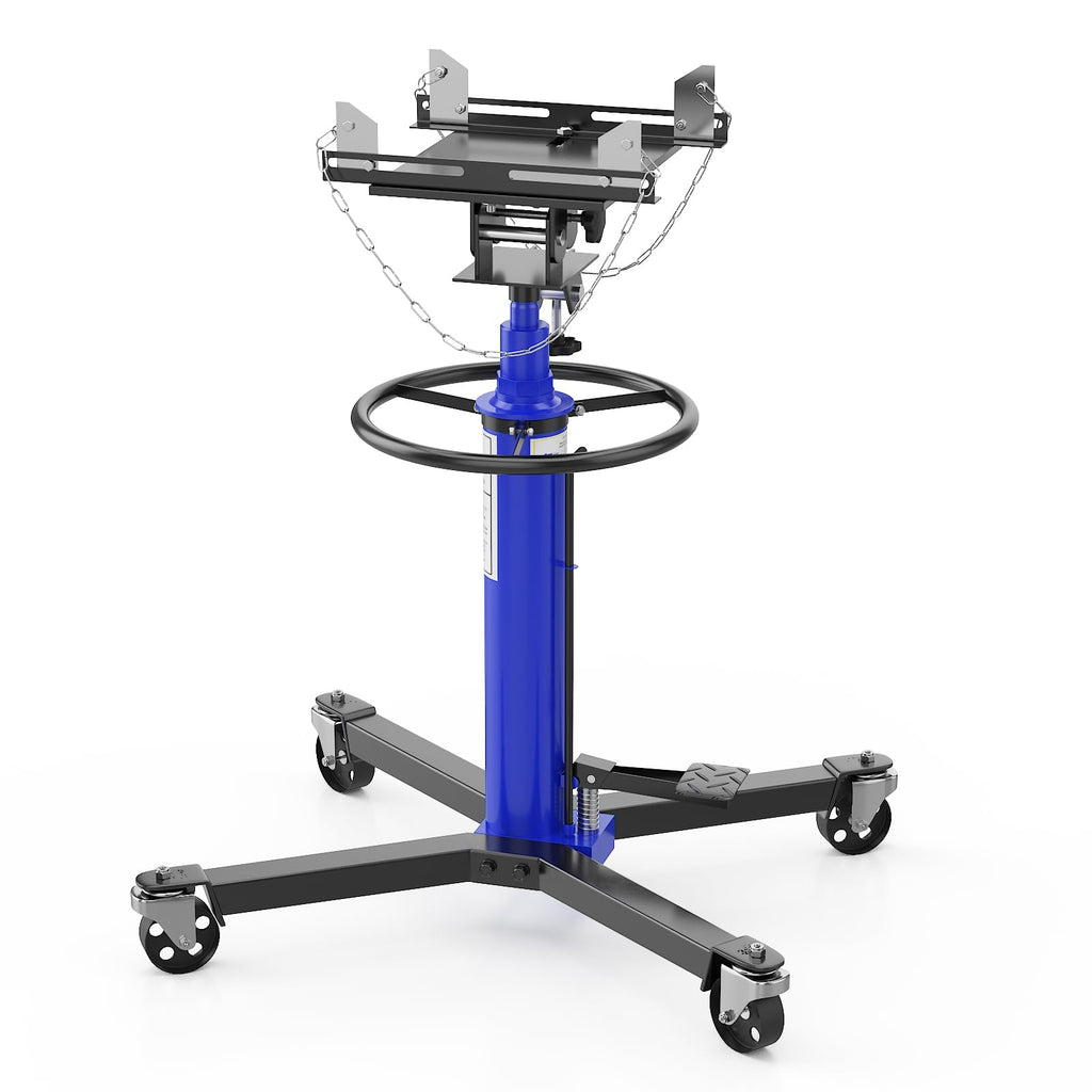 Garvee 1320lbs Transmission Jack Lift - 2-Stage Heavy-Duty High Lift Transmission Stand with Dual Spring-Loaded Pedals, 34"-68" Lifting Range, Blue