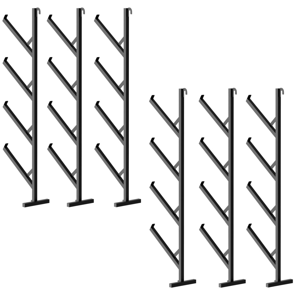 Garvee 6 Pack Shipping Container Pipe Rack, 4-Tier Heavy-Duty No-Drill Shelving Brackets for Vertical Storage, 64"x18", Black