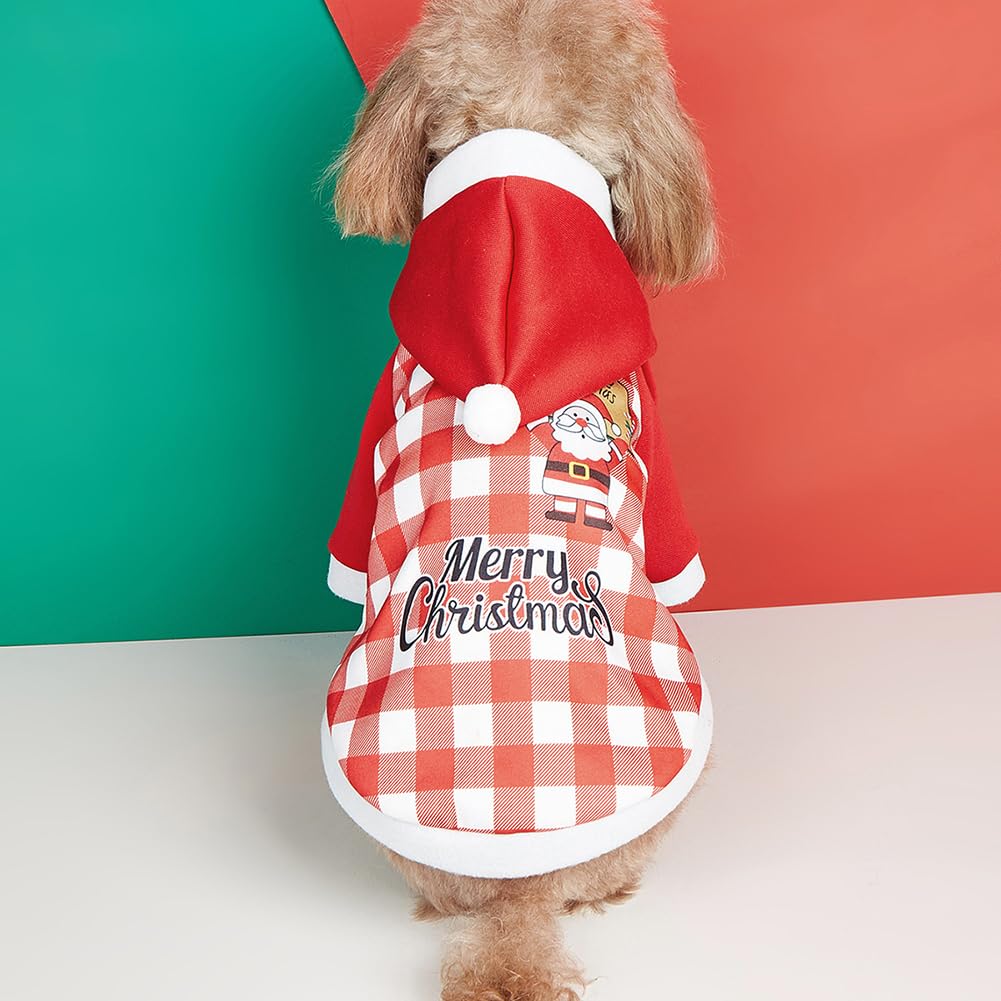 Garvee Dog Christmas Plaid Sweatshirt Hoodie 4 Snowman Pattern Pet Winter Clothes for Small Medium Large Dogs Red Snowman Hooded Sweatshirt L