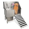 Garvee Professional Dog Grooming Bathing Station, Stainless Steel Dog Bathtub with Foldable Ramp, Storage Drawer, Floor Grate & Faucet/Dog Bathtub for Large, Medium & Small Pets - Right Door (50")