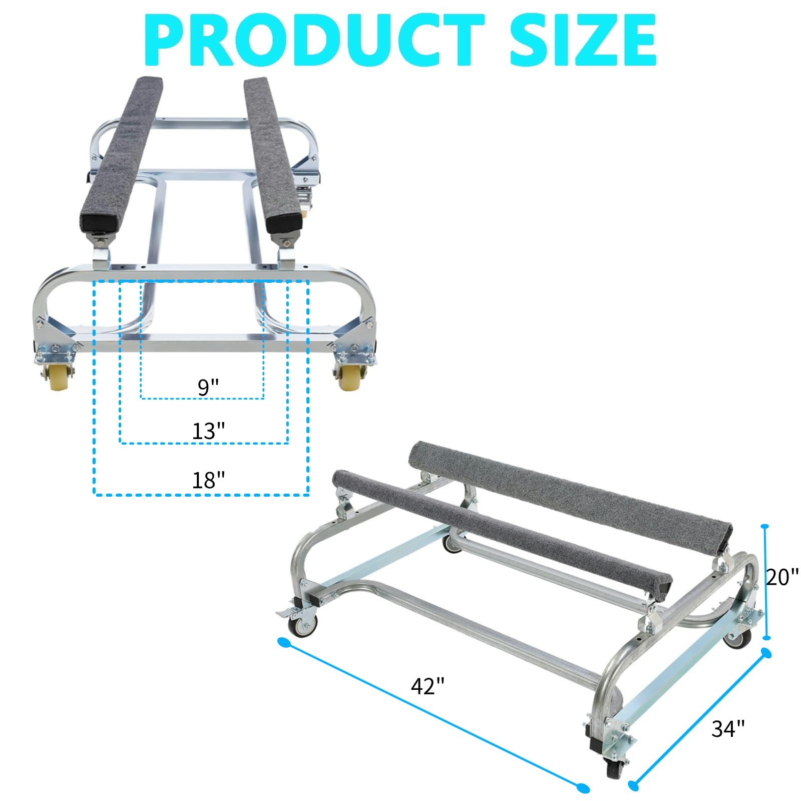 Garvee Jet Ski Dolly - 1300 lbs Watercraft PWC Dolly with Adjustable Bunks and 4 Brake Casters for Moving Watercraft, Galvanized Steel, Multi-Size Adjustable, Rust-Resistant