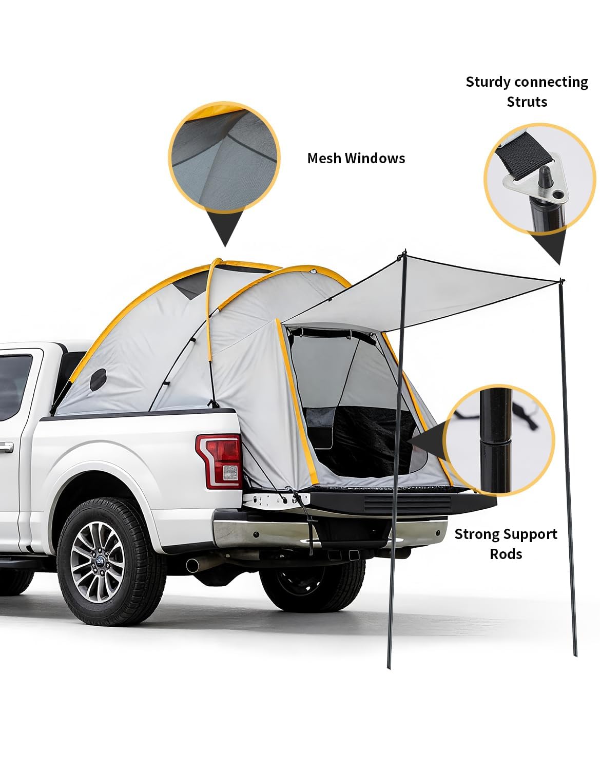 Garvee Pickup Truck Tent with Awning Shade Waterproof Oxford for 5.5-6.3 FT Truck Bed Camping Travel Outdoor Activities