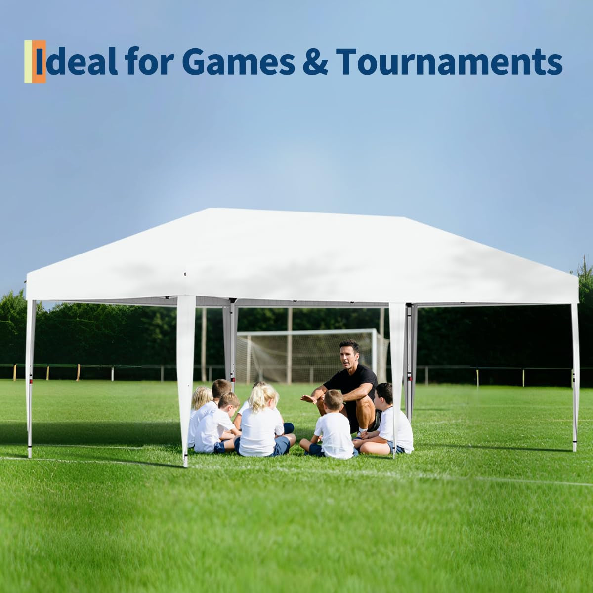 Garvee 10'x20' Pop Up Canopy Tent Outdoor Canopy One-Person Set Up Heavy Duty Commercial Instant Tent Shelter, 6-Sidewall+White