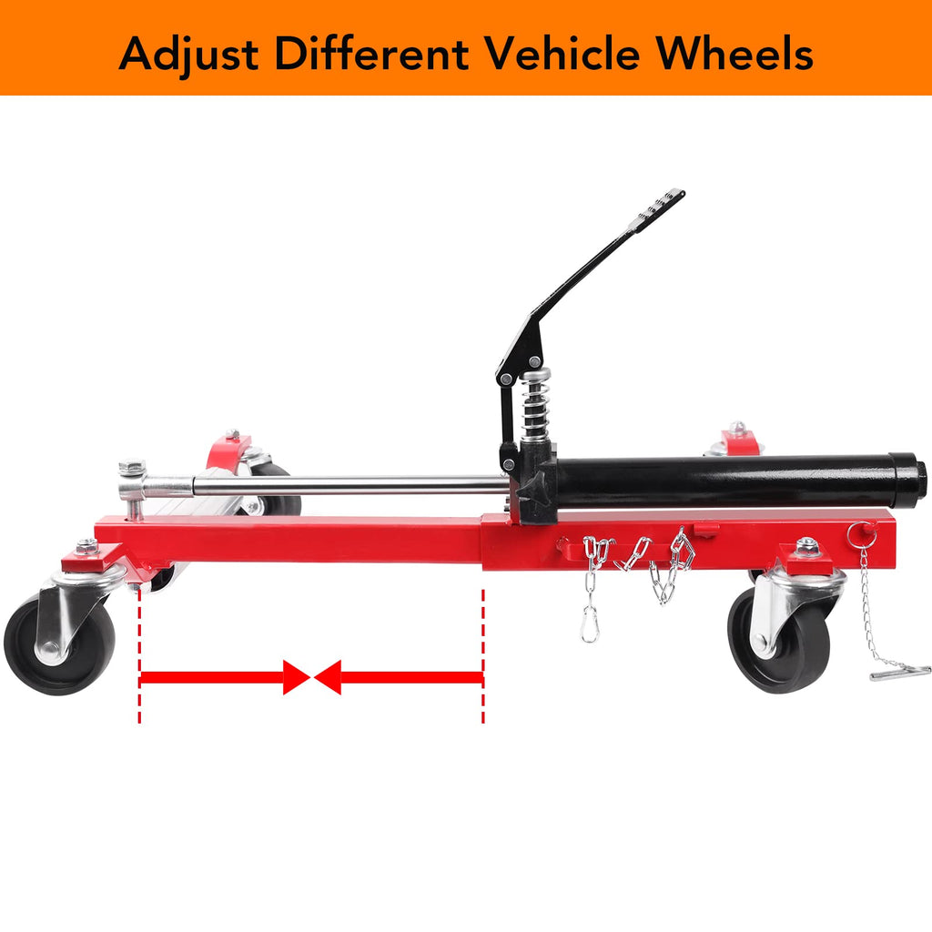 Garvee 4PC Wheel Dolly with Hydraulic Tire Jack, 1500 LBS Capacity, for Truck, RV, Trailer, Vehicle Positioning, Red