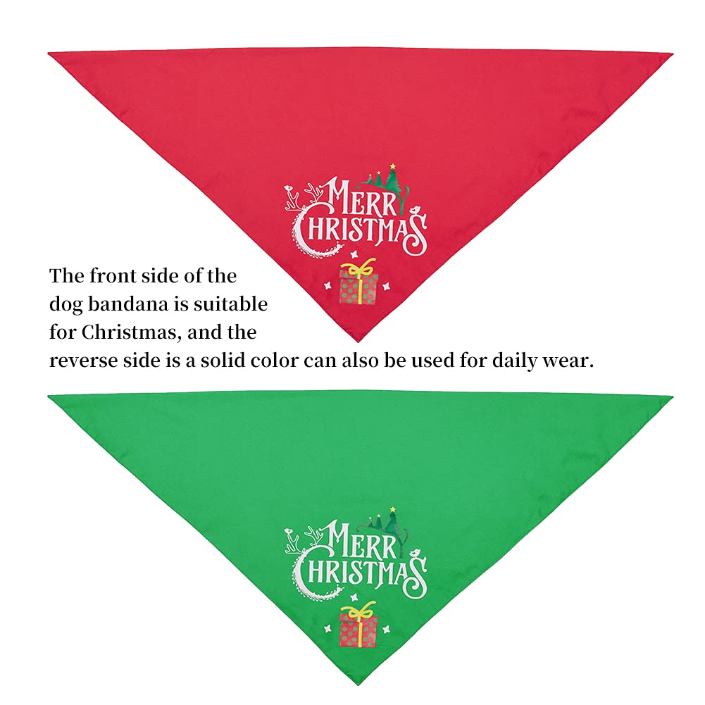 Garvee 2 Pack Dog Christmas Bandanas Double-Layer Dog Bandanas Pet Scarf Triangle Dog Bibs Costume Decoration Accessories for Small to Large Dogs Cats