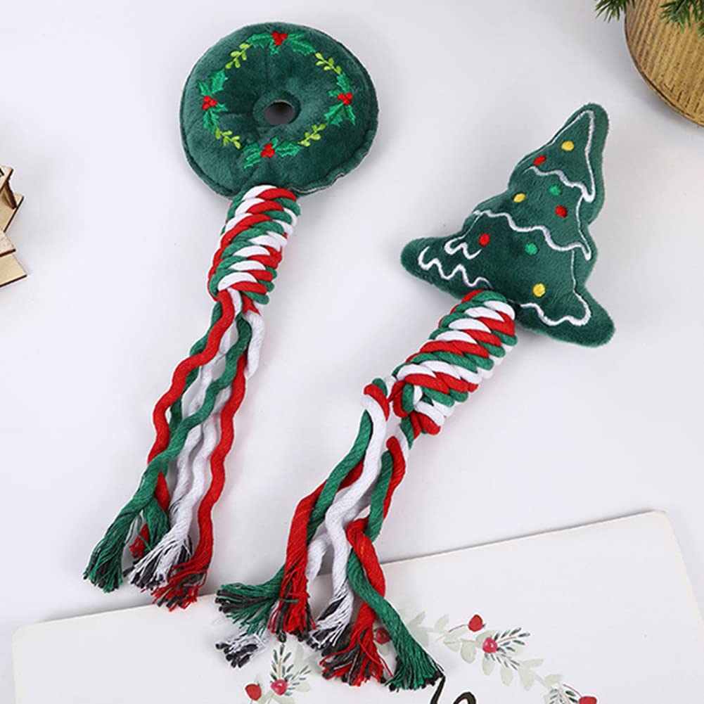 Garvee Pets Dog Interactive Molar Bite Toy Cute Cartoon Cotton Ropes Knot Chewing Toy Pet Christmas Supplies Santa 10 x 30cm