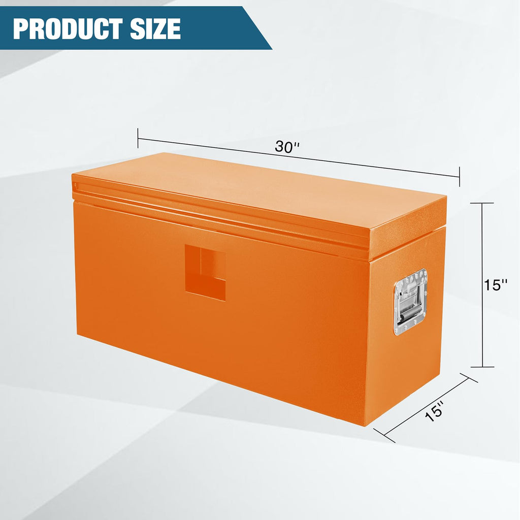 Garvee 30"x15"x15" Black Steel Truck Bed Tool Box, Trailer Tongue Storage Organizer Chest, for Truck Bed, RV, Trailer, Orange