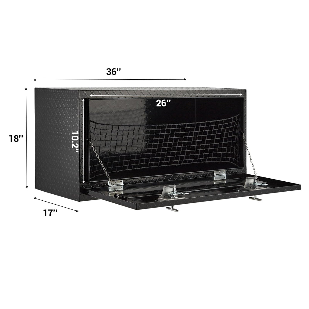 Garvee 36"X18" Underbody Truck Box, Pickup Storage Box,Heavy Duty Aluminum Diamond Plate Tool Box with Lock and Keys,Waterproof Trailer Storage Box with T-Handle for Truck,Van,Trailer