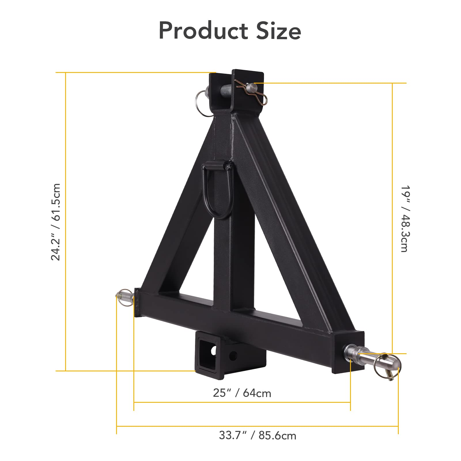 Garvee 3 Point 2" Receiver Trailer Hitch Category 1 Tractor Tow Drawbar Adapter for BX Kubota, John Deere, LM25H WLM Tractor, NorTrac, Kioti, Yanmar, Cat