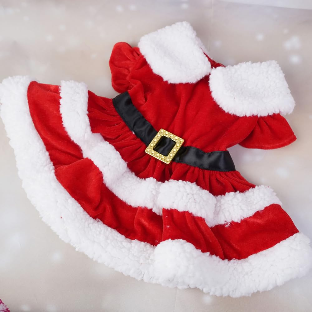 Garvee Dog Christmas Dress 3 Decorative Buckle Design Soft Comfortable Fleece Pet Clothes for Small Medium Large Dogs XL Green Mesh