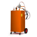 Garvee 35 Gallon Fuel Caddy with Manual Transfer Pump, Heavy-Duty Stainless Steel Fuel Tank, 4-Wheel Mobile Design for Gasoline & Diesel, Portable, Durable