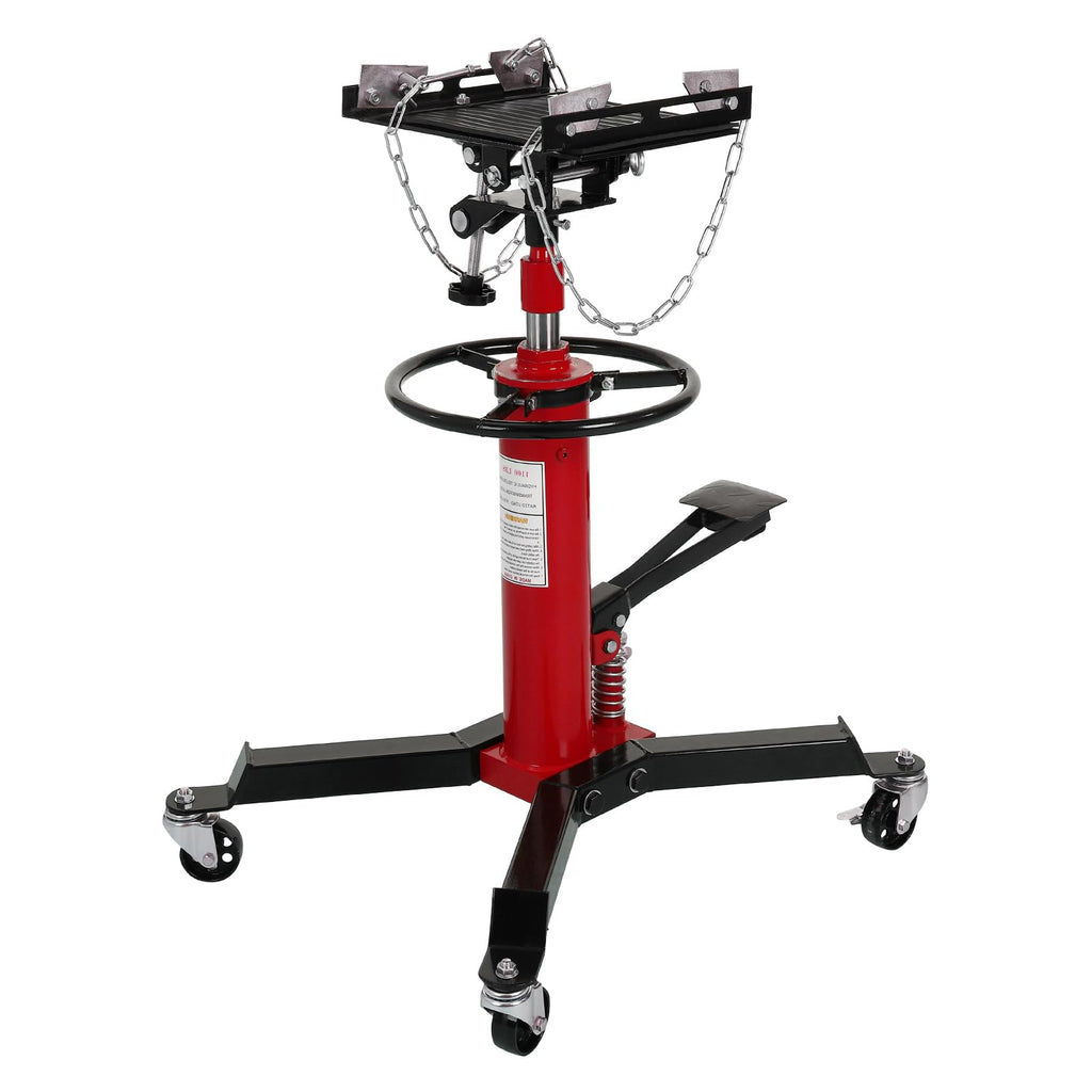 Garvee Transmission Jack, 1100 LBS Capacity Adjustable Hydraulic Telescopic Transmission Jack, 33"-69" High Lift and 360° Swivel Wheel, Garage/Shop Lift Hoist