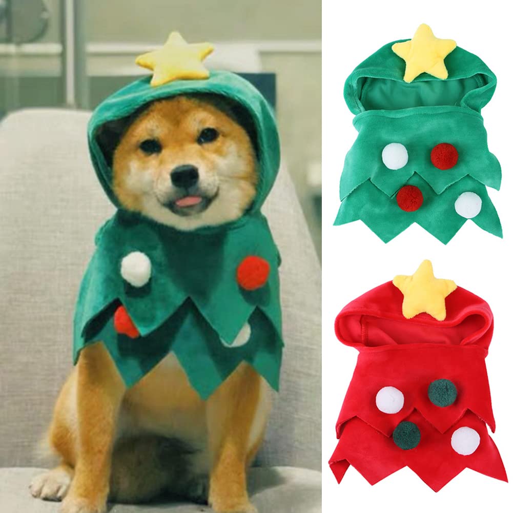 Garvee Pet Dog Christmas Bodysuit Soft Comfortable Creative Christmas Tree Shape Costumes Headgear Props Accessories Green L