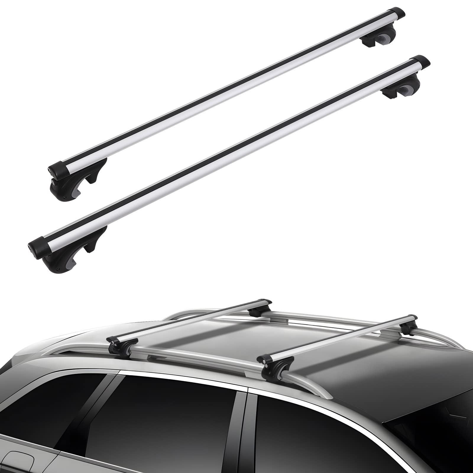 Garvee Roof Rack Cross Bars, 54" Universal Roof Bars for Most SUV Without Roof Side Rail, Crossbars for Rooftop Cargo Carrier, Luggage, Kayak, Bike, Snowboard