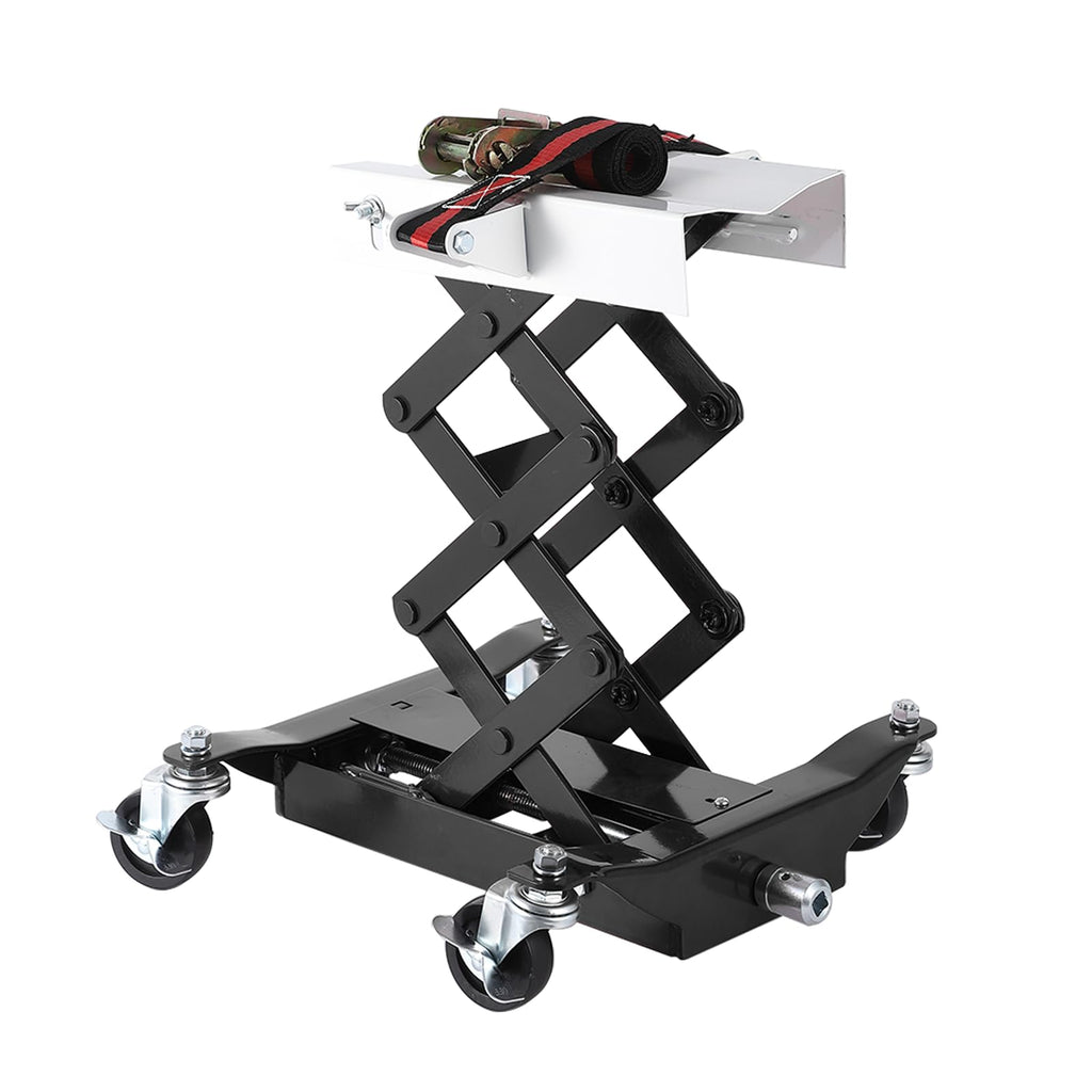 Garvee 450 LBS Capacity Low Profile Transmission Jack with 2M Safety Straps for Auto Repair, 7-23 in Lift Range, Black