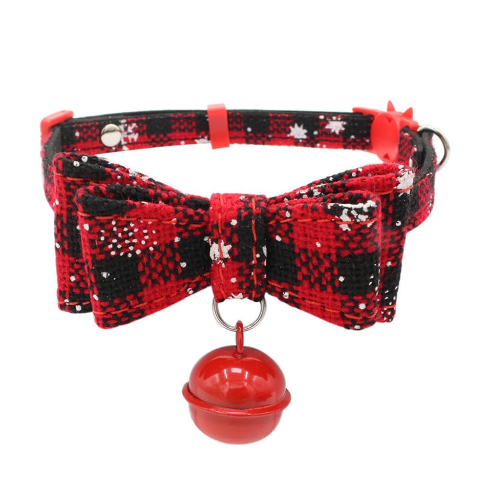 Garvee Dog Christmas Collar with Bells Cute Bow Tie Adjustable 27-40cm Neck Circumference Pet Collar Neck Accessories Green
