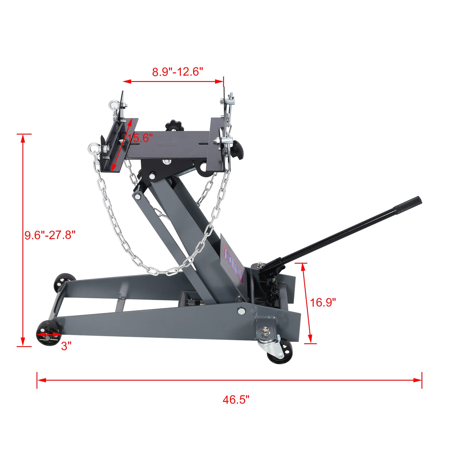 Garvee 1/2 Ton Hydraulic Transmission Service Floor Jack - 1000 lbs Capacity, Low-Profile Hydraulic Floor Jack for Trucks, Light Grey