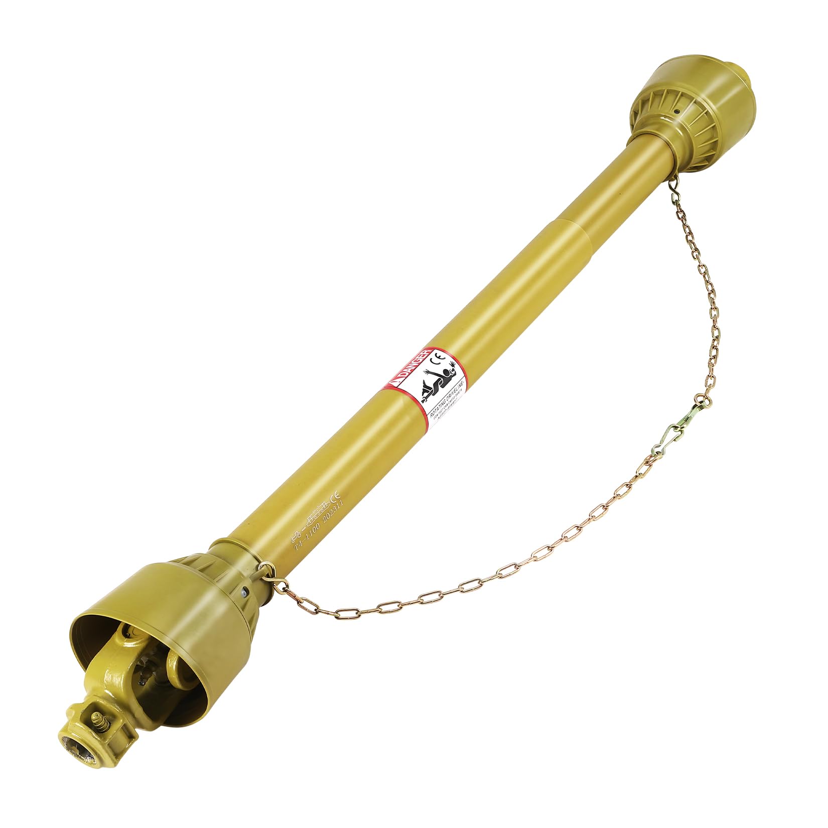 Garvee PTO Shaft 1 3/8" PTO Drive Shaft, Round Ends PTO Driveline Shaft, 6 Spline End Tractor, Brush PTO Shaft, Yellow PTO Shaft for Finish Mower, Rotary Cutter,39"-55"
