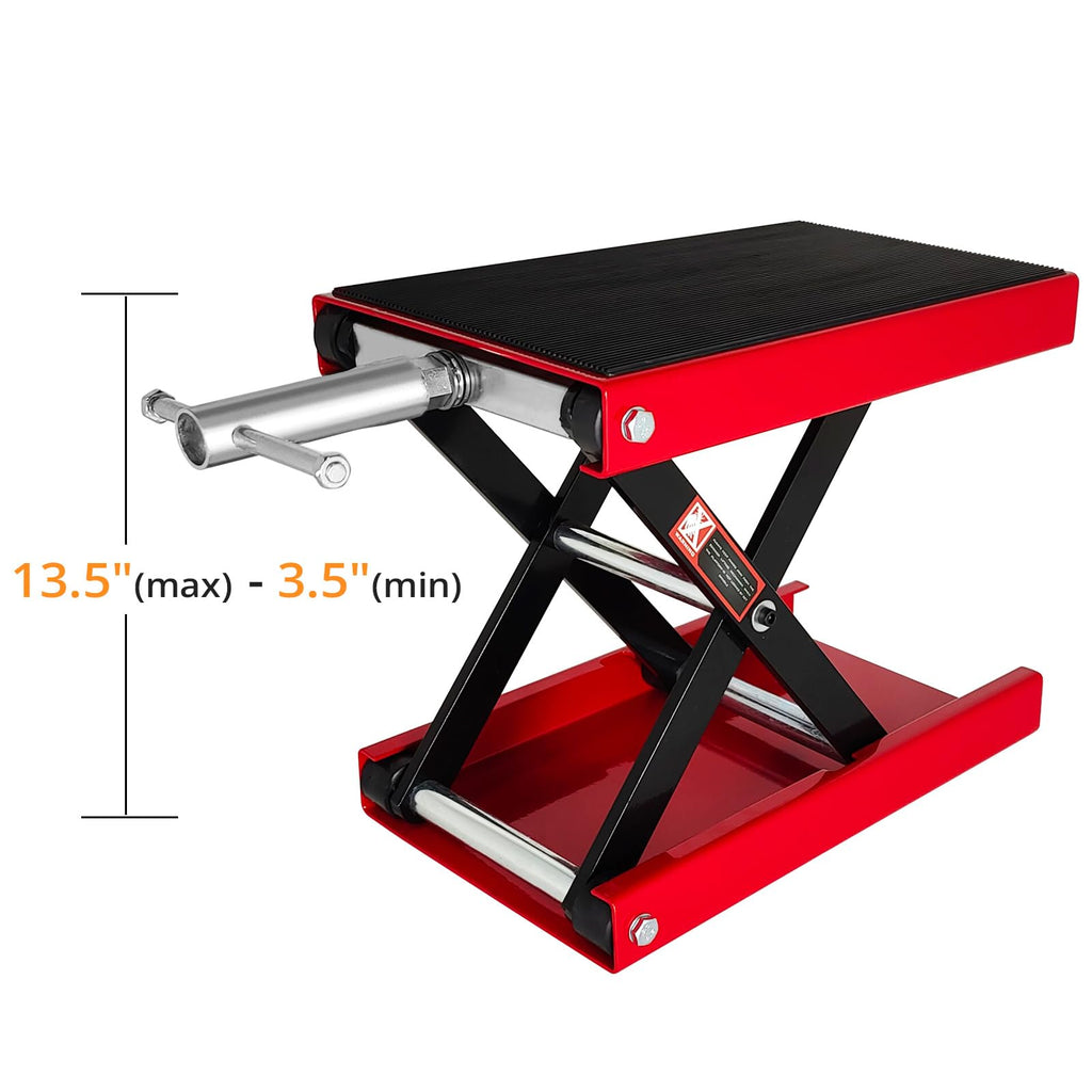 Garvee 1100 LBS Motorcycle Dirt Bike Scooter Crank Stand Without Casters, Wide Deck Motorcycle Center Scissor Lift Jack Repair Hoist Stand Bikes ATVs