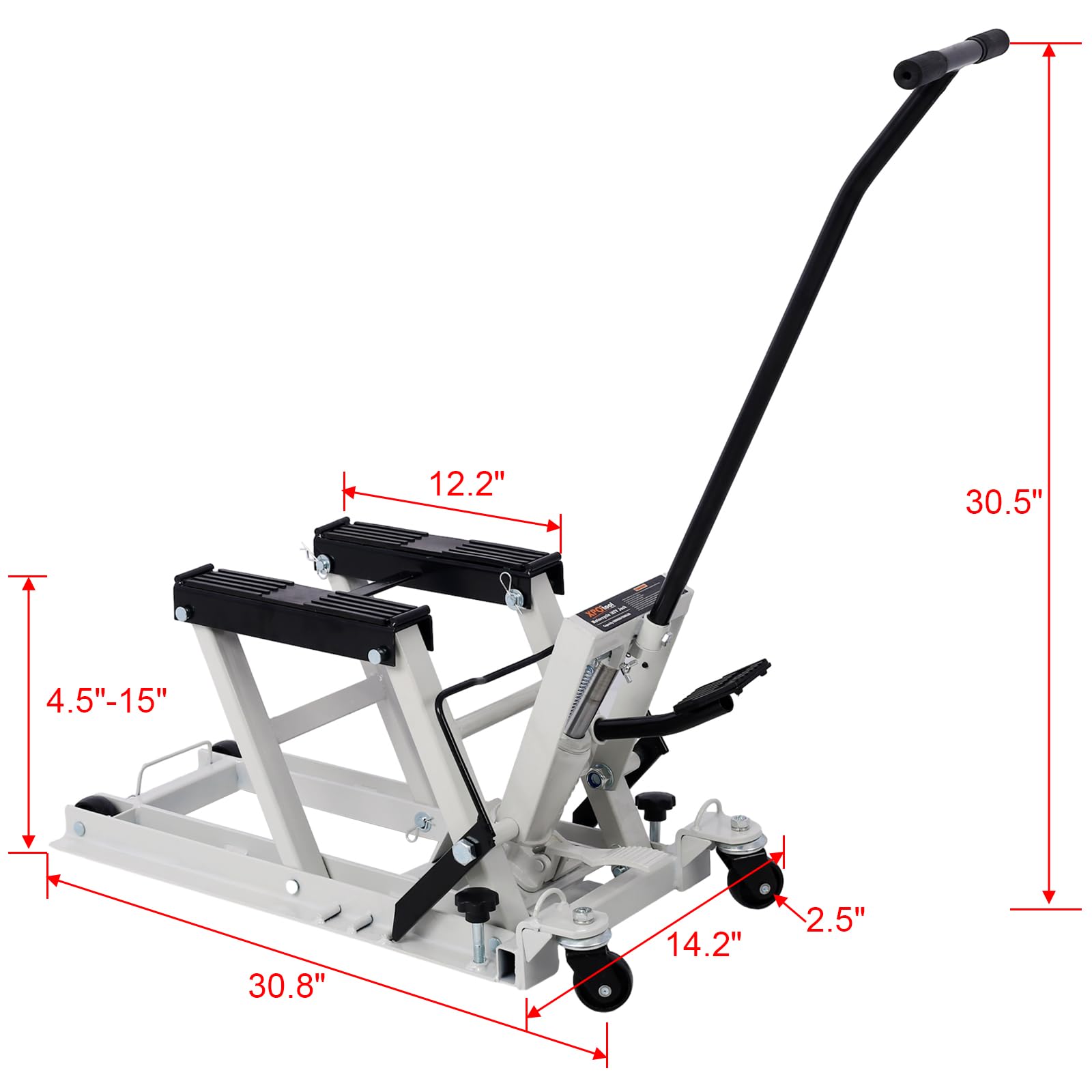 Garvee Hydraulic Motorcycle Jack Lift Table With Straps For Bike ATV Dirt Bikes 1500 LBS Capacity Grey
