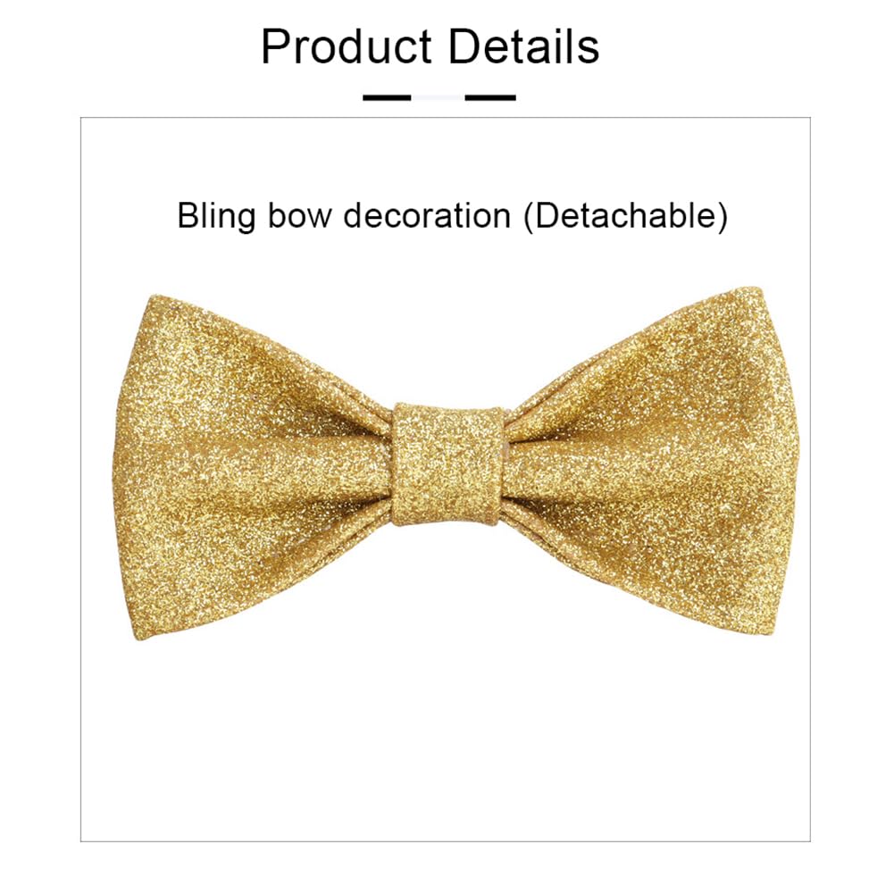 Garvee Pet Dog Collars Bling Dog Bow Tie Collar Cute Girl Dog Collar with Safety Metal Buckle for Small Boy Girl Dogs Cats Neck Fit 9-12" Navy Blue