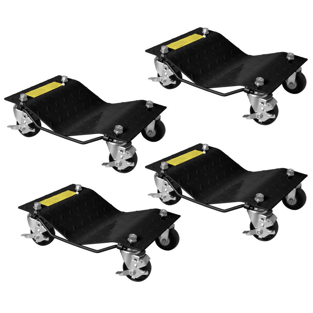 Garvee Black Car Dollies Set of 4, Heavy Duty Vehicle Wheel Dolly for Garage, 6000 LB Capacity, Steel, Black