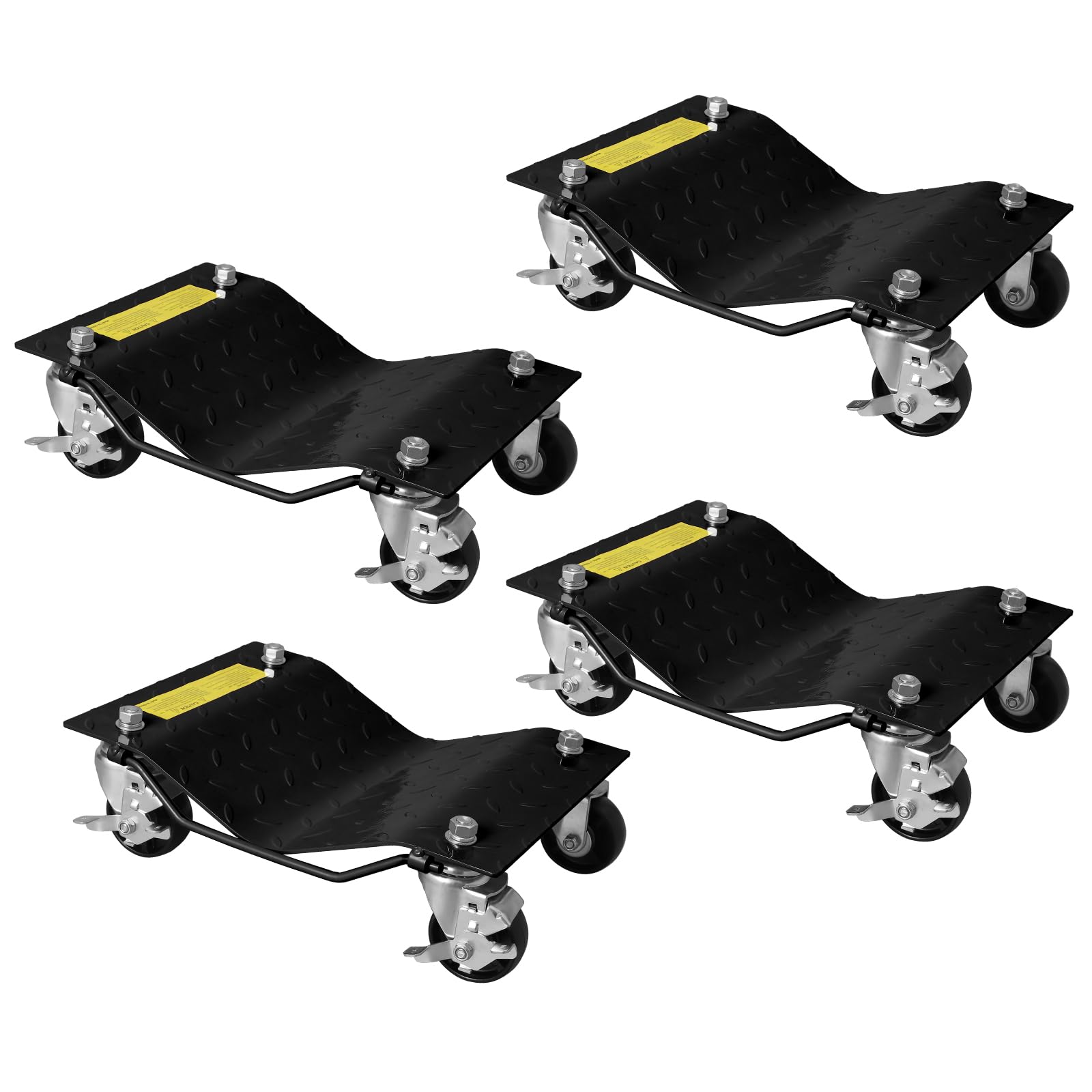 Garvee Black Car Dollies Set of 4, Heavy Duty Vehicle Wheel Dolly for Garage, 6000 LB Capacity, Steel, Black