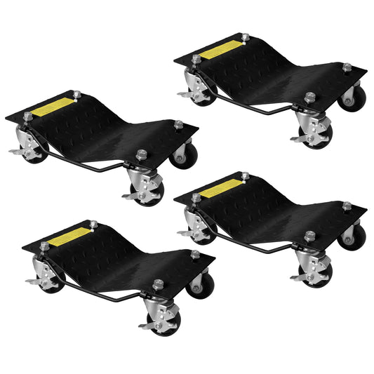 Garvee Black Car Dollies Set of 4, Heavy Duty Vehicle Wheel Dolly for Garage, 6000 LB Capacity, Steel, Black