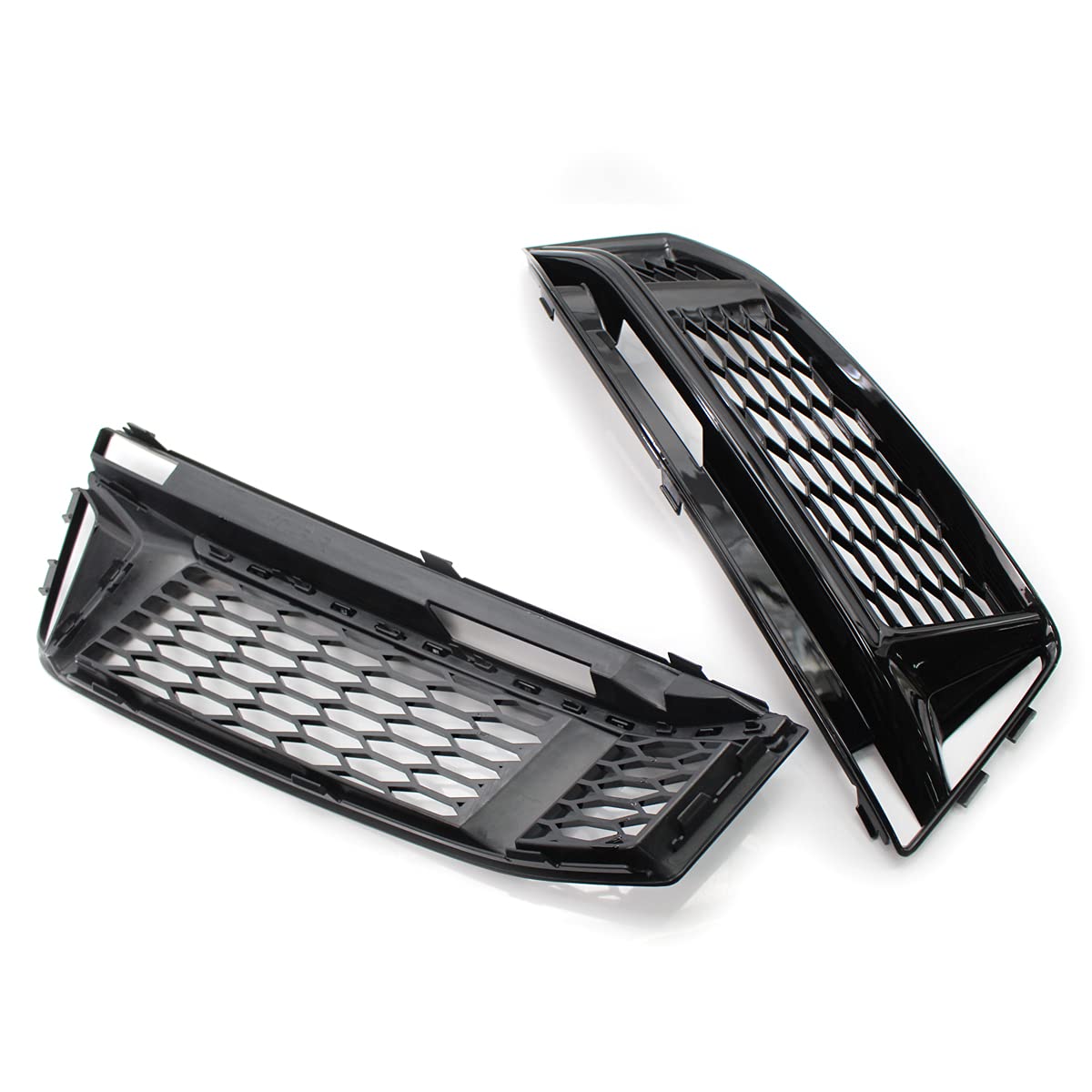 Garvee Central Grille RS4 ABS for Audi A4 B9 S-Line 2017-2019, Glossy Black, Perforated Lower S4 Model, No Logo, Aggressive Street Style