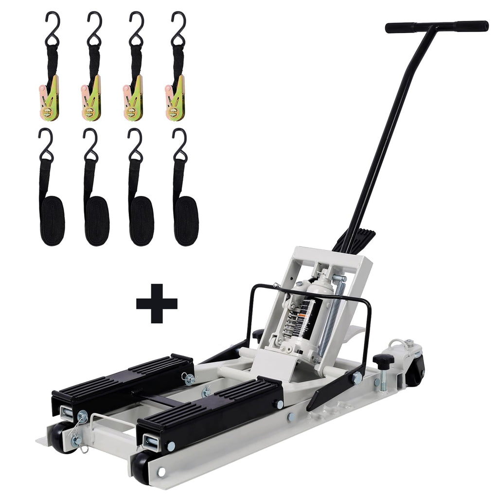 Garvee Hydraulic Motorcycle Jack Lift Table With Straps For Bike ATV Dirt Bikes 1500 LBS Capacity Grey