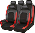 Garvee Universal 9 Pcs Car Seat Covers Full Set, Leather Protectors for 5-Seat Cars, SUVs, Vans, Waterproof Red