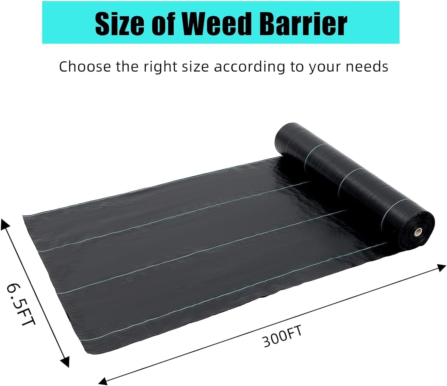 Garvee 3oz Heavy Duty Weed Barrier Fabric - 6.5ft x 300ft Premium Landscape Fabric for Garden, Lawn, and Weed Control