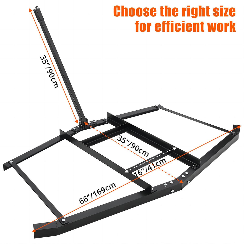 Garvee 66" Heavy Duty Steel Driveway Drag Grader, Wide Level Spreader for ATV, UTV, Lawn Tractors, Hay Fields, Gravel, Soil, Topdressing