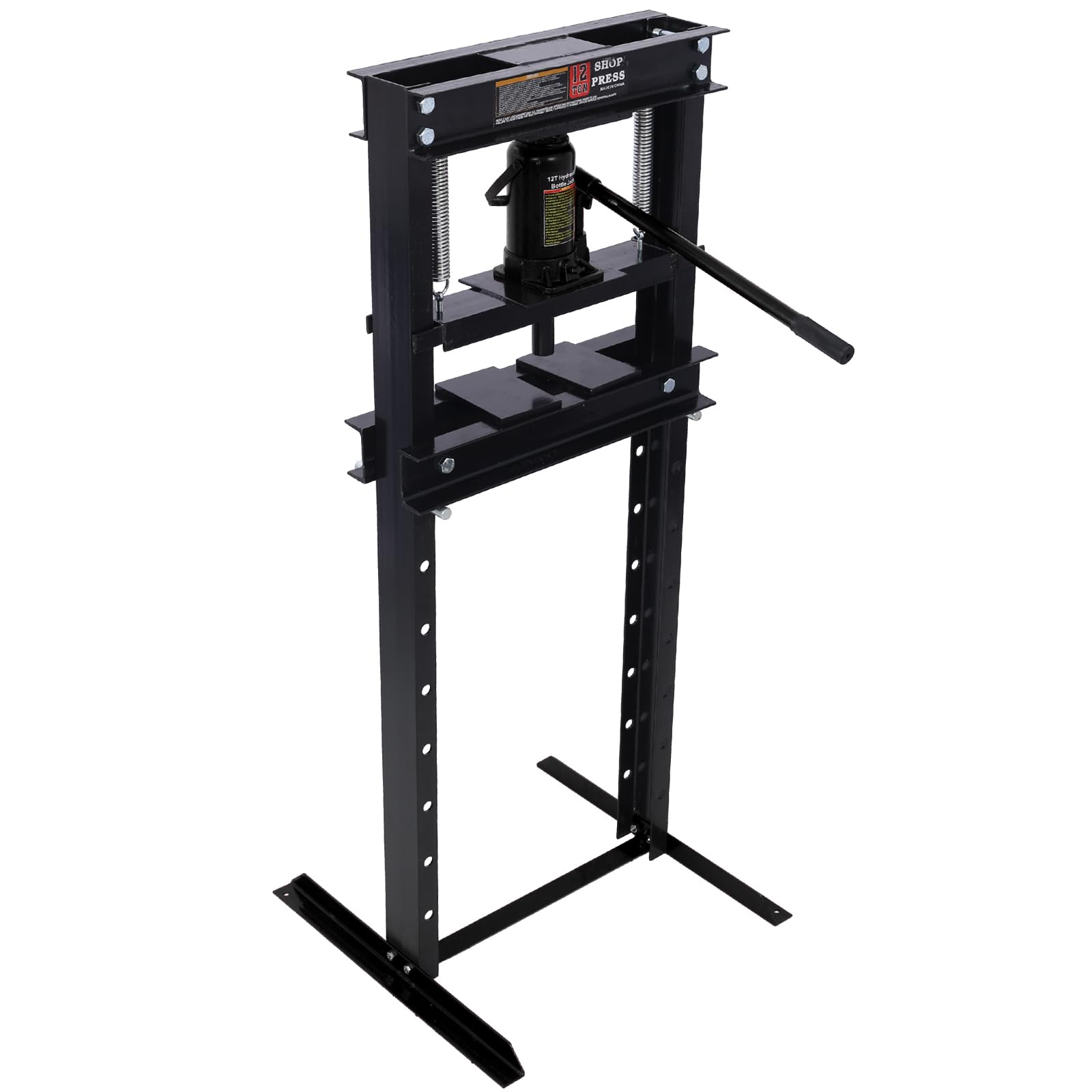 Garvee 12 Ton Hydraulic Press Adjustable Shop Press With Plates For Garage Floor Black