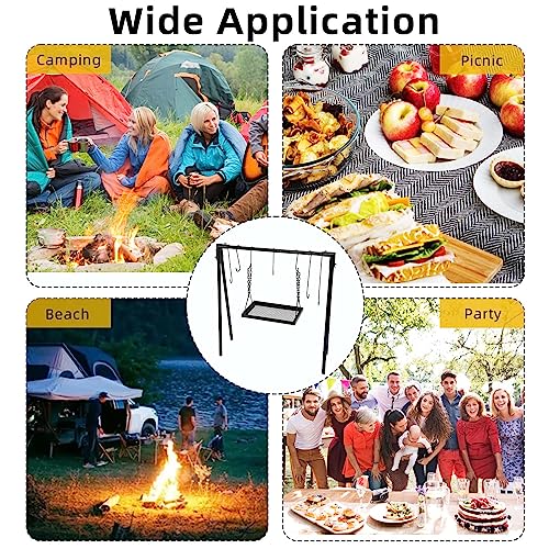 Garvee Campfire Swing Grill with Adjustable Rack for BBQ & Picnic