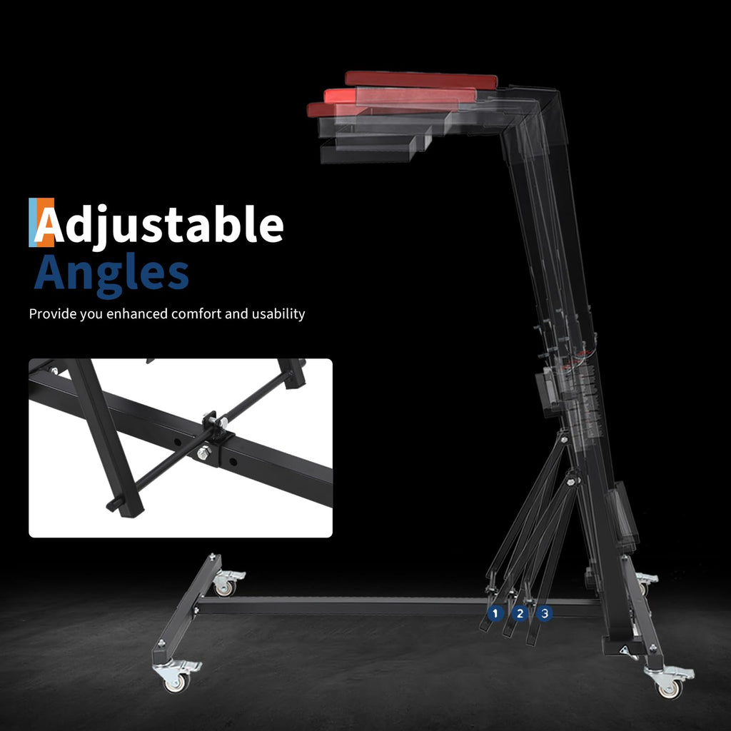 Garvee Heavy-Duty Foldable Automotive Engine Creeper, Adjustable Height 45" to 66", 400 lbs Capacity, 4 Brake Wheels, Storage Tray, and Padded Deck for Auto Repair & Trucks