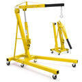 Garvee 2-Ton Folding Engine Hoist Hydraulic Shop Crane With Telescoping Boom 6 Caster Wheels, Yellow