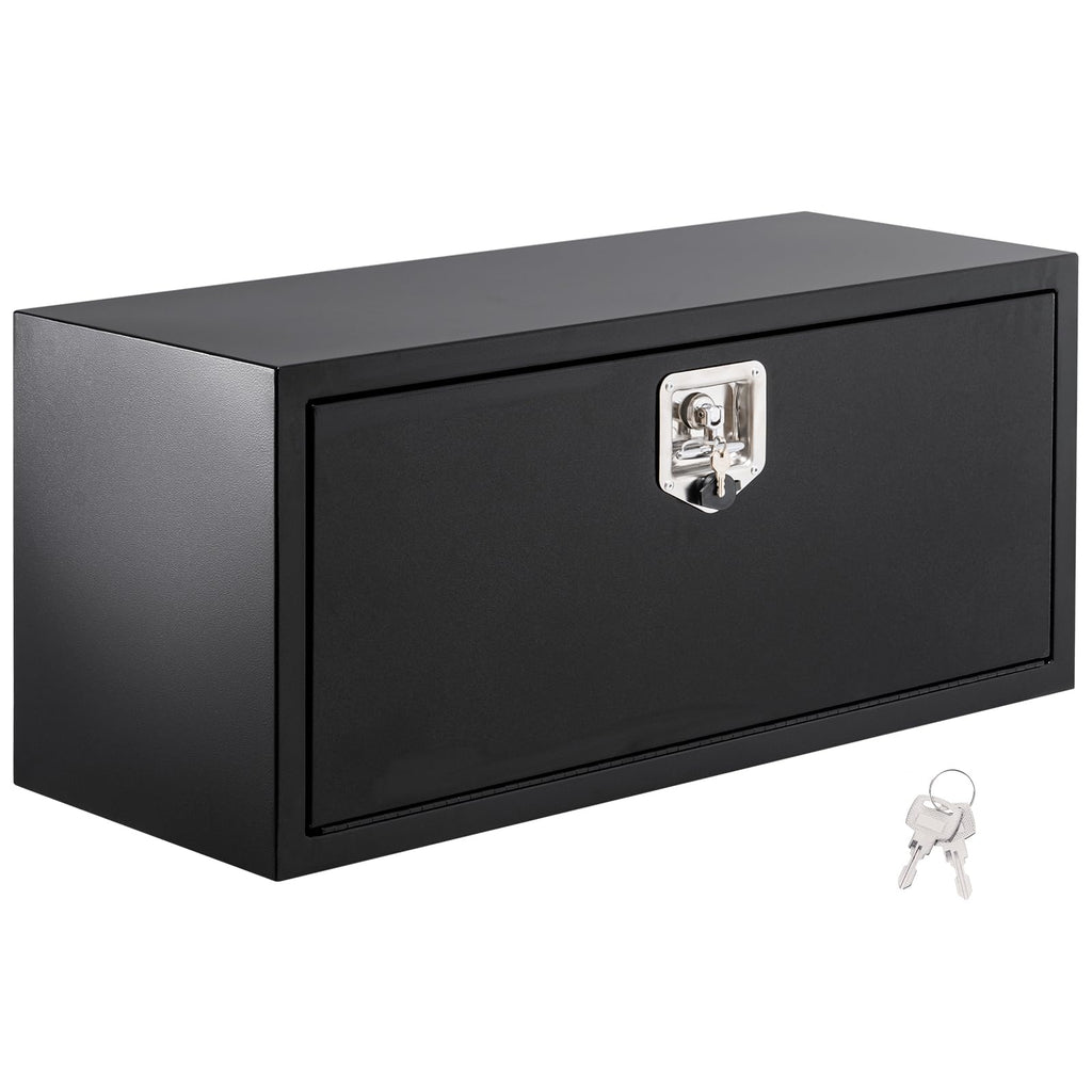 Garvee 24x14x16 Inch Underbody Truck Box Black Steel Lockable Waterproof Heavy Duty Toolbox for Secure Tool Storage Under Truck Bed, Black