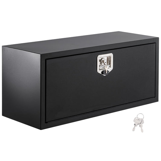 Garvee 30x14x16 Inch Underbody Truck Box Black Steel Lockable Waterproof Heavy Duty Tool Storage Organizer Chest for Tools