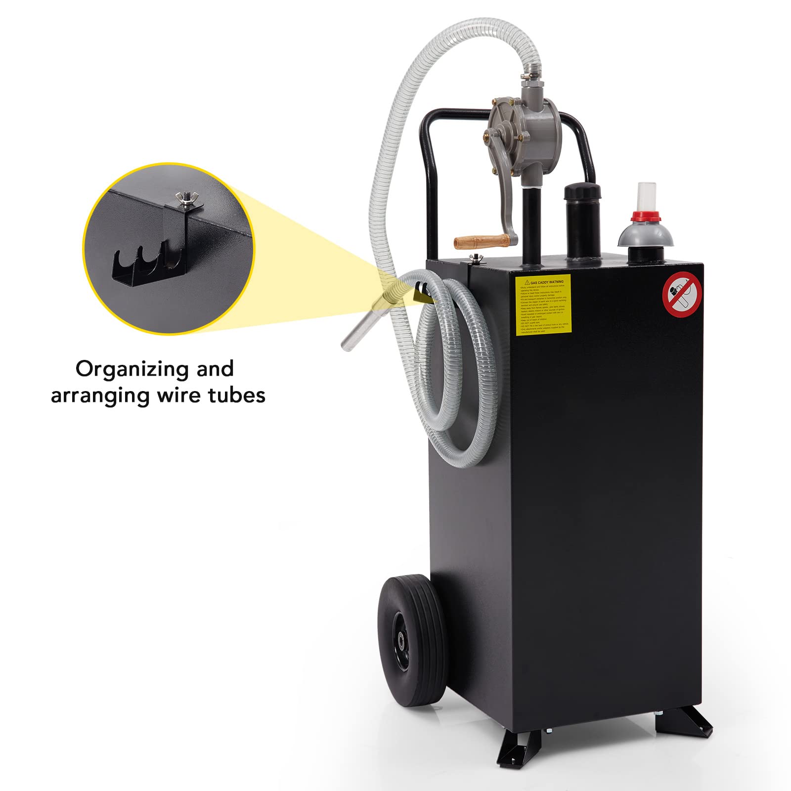 Garvee 30 Gal Gas Caddy with Pump, No Front Wheels, Fuel Storage