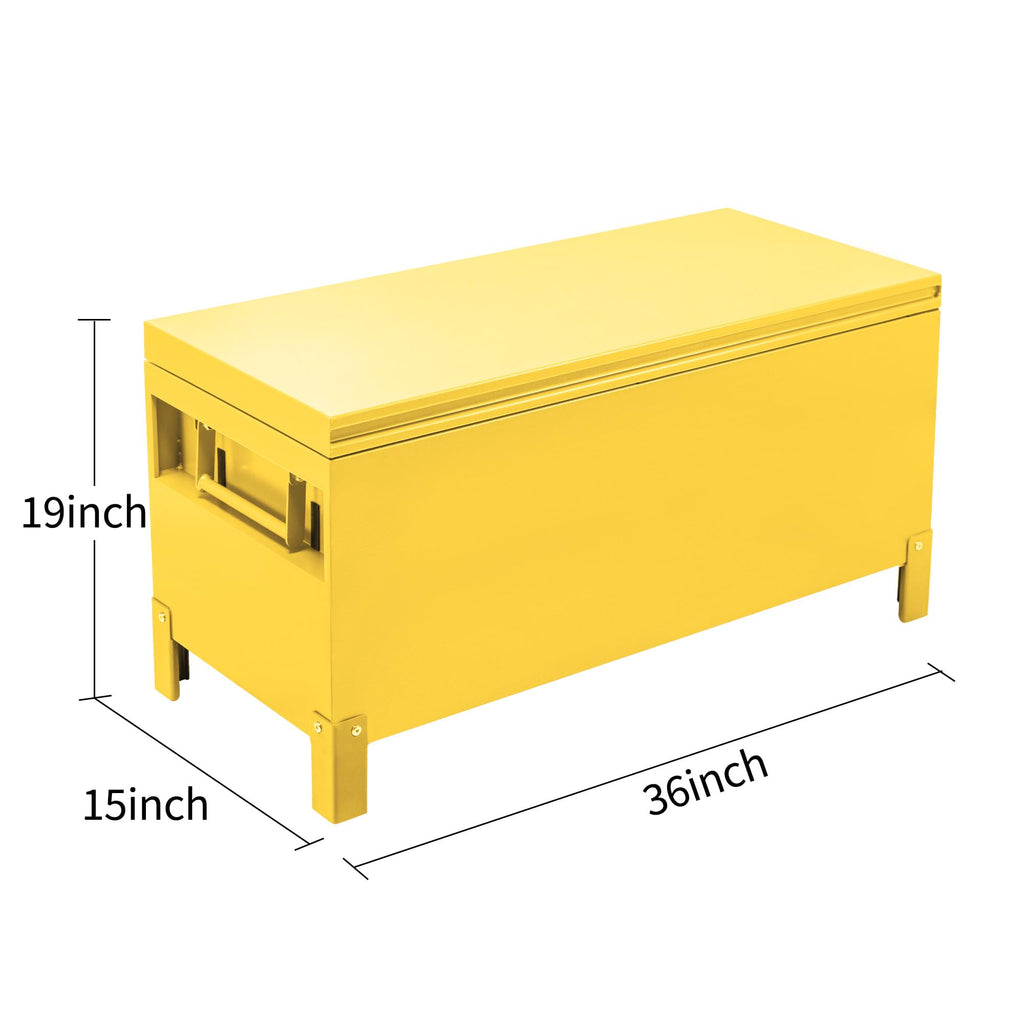 Garvee 36" × 15" × 15" Industrial Steel Truck Toolbox Lockable Recessed Handles Hydraulic Slow-Close Lid Forklift Ready Waterproof Heavy-Duty Storage for Pickup Beds & Trailers