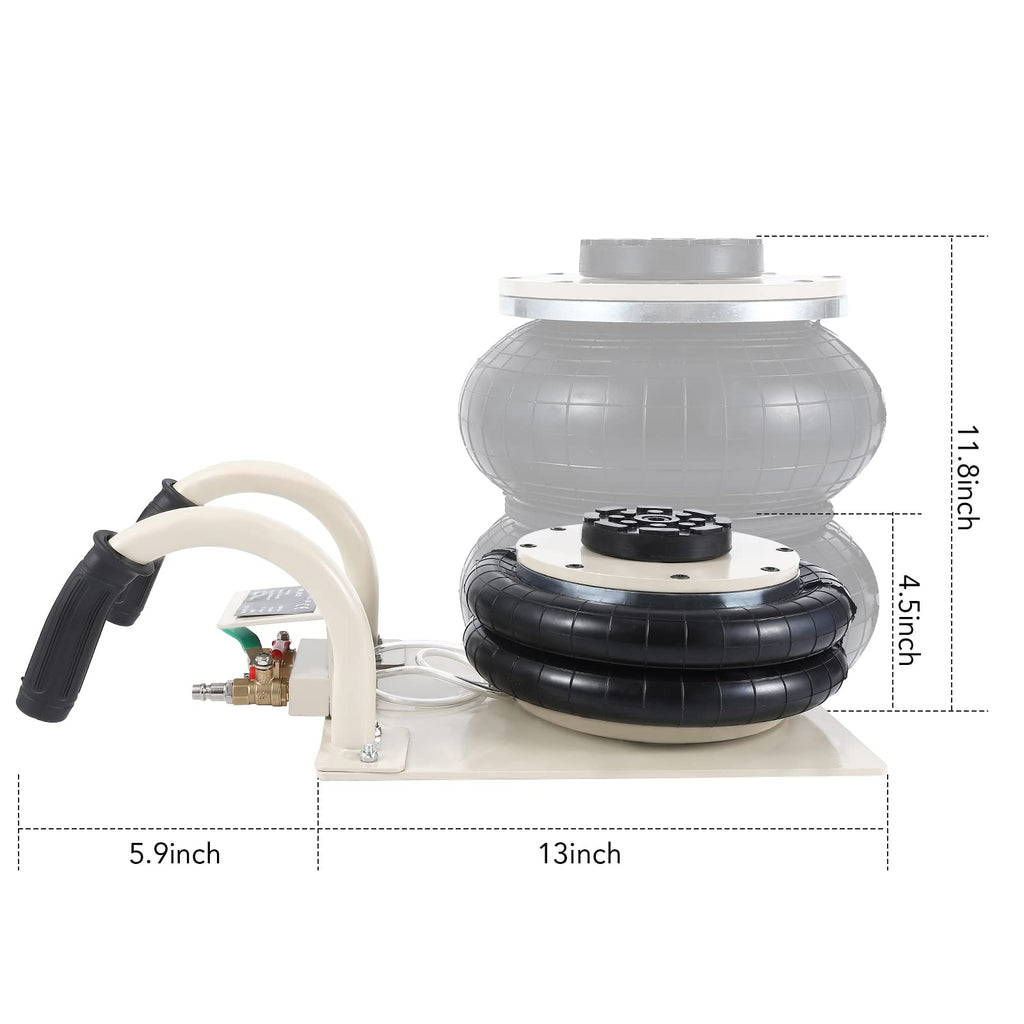 Garvee 3 Ton 4400LBS Air Bag Jack, 11.8" Lift, Short Handle for Cars