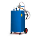Garvee 35 Gallon Fuel Caddy with Manual Transfer Pump, Heavy-Duty Stainless Steel, 4-Wheel Mobile Design for Gasoline & Diesel, Portable, Durable, Blue