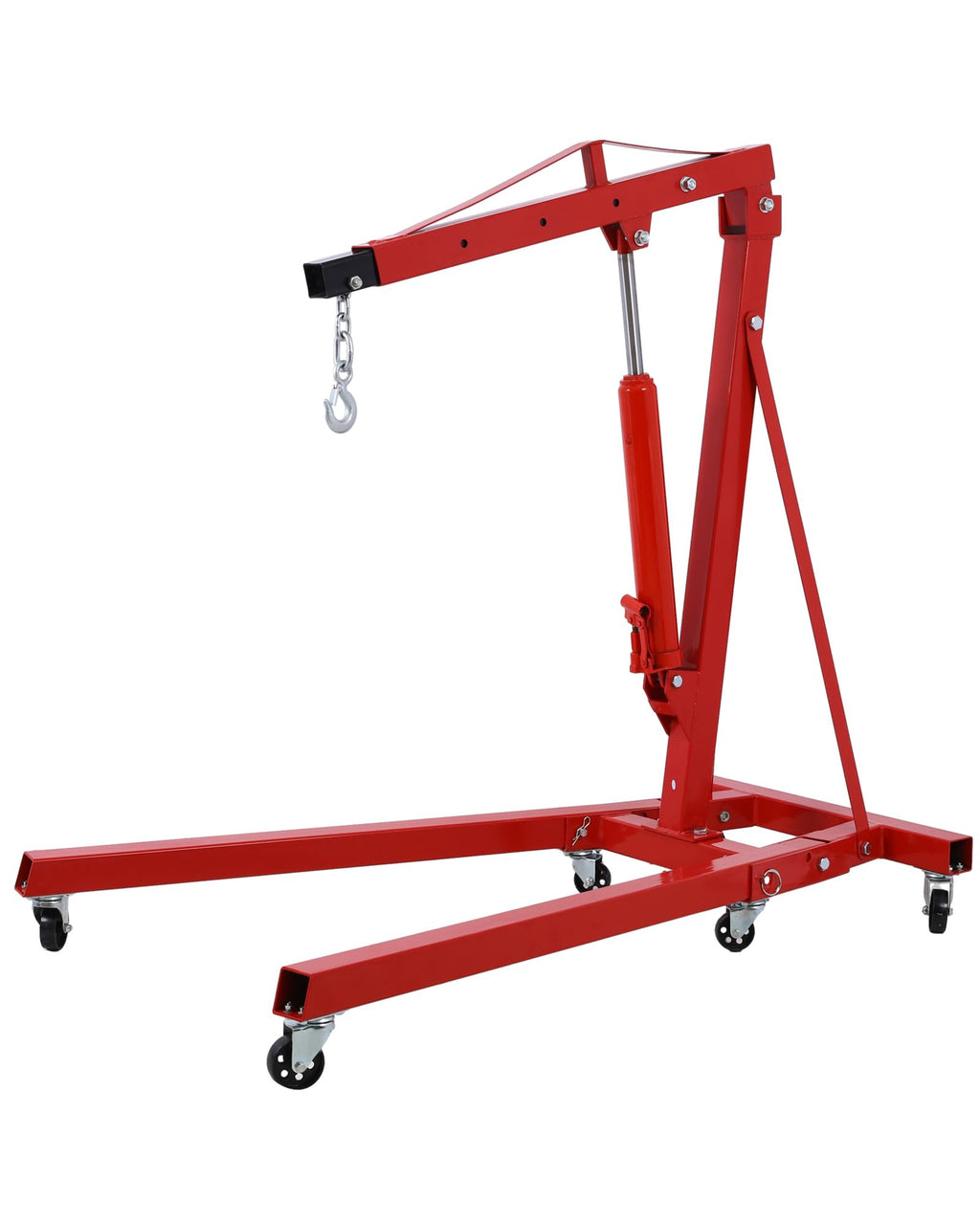 Garvee 2T Engine Hoist - 4000 lbs Folding Hydraulic Car Engine Crane Lifter, Cherry Picker with 6 Iron Caster Wheels, Red
