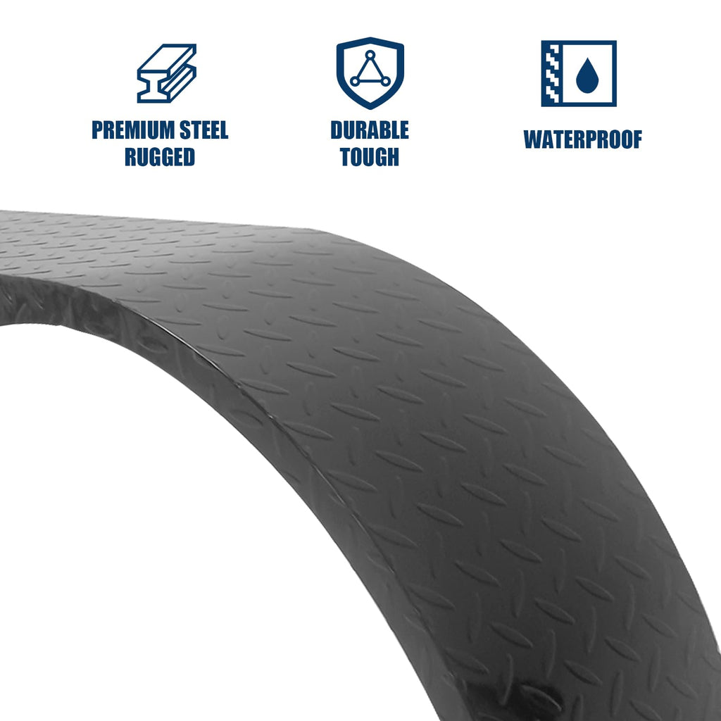 Garvee 2Pcs Trailer Fenders, 66" x 9.1" x 20" Tandem Round Trailer Fenders, Heavy Duty Steel Double Axle Trailer Fenders Compatible with 13-15 Inch Wheels, Black