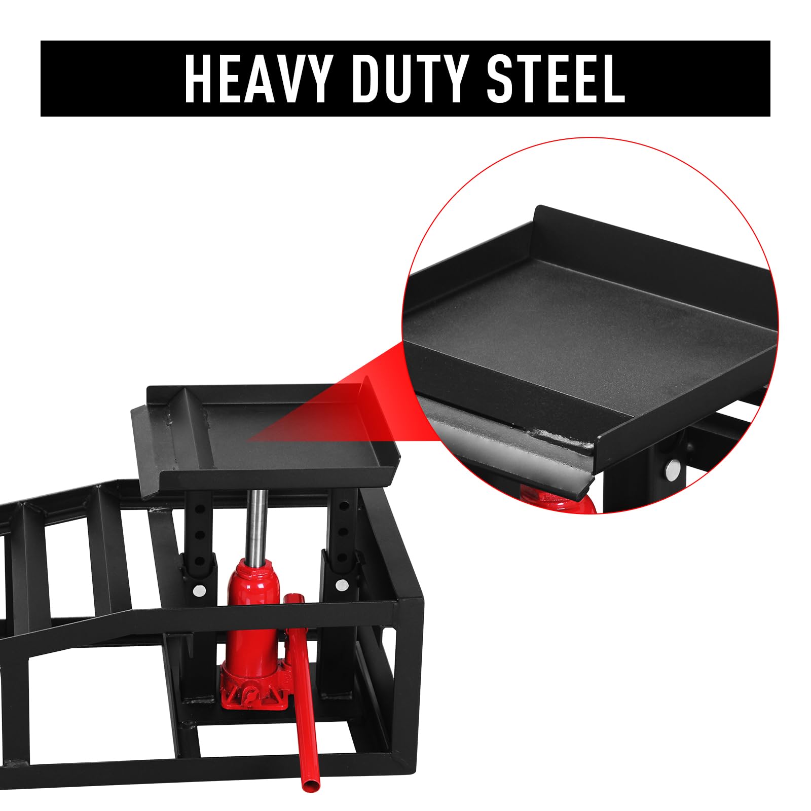 Garvee 5T 10000 lbs Auto Car Truck Service Ramps Lifts, Hydraulic Car Ramps Truck Trailer Garage Truck Ramps for Car Repair Black