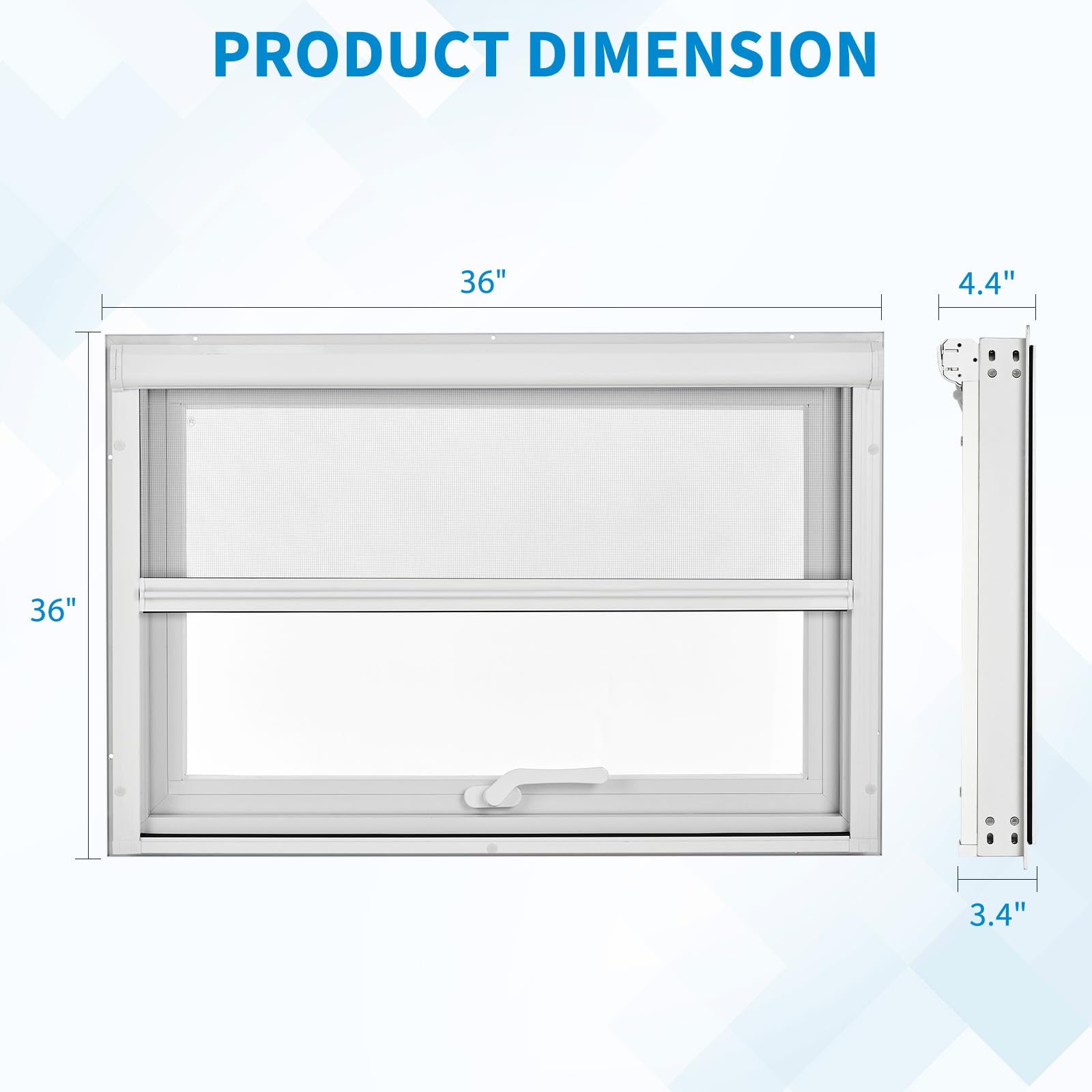 Garvee 36"x36"x3.4" House Window - 4-Gear Adjustable Sliding Window with 5mm Reinforced Glass and Magnetic Mesh for Home Use